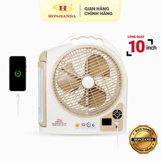 Quạt sạc tích điện dạng hộp AC&DC 10 inch Honjianda FL223/FL213 1-2 bình - có đèn LED & USB