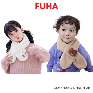 Khăn quàng cổ, khăn choàng cổ lông thỏ nhân tạo gắn họa tiết dễ thương cho bé trai bé gái từ 1 đến 12 tuổi