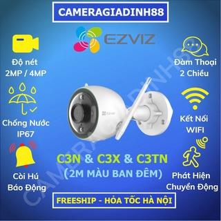 Camera IP WIFI 2M Ngoài Trời  AI Thông Minh EZVIZ C3N C3X (1080P) Màu Ban Đêm CHÍNH HÃNG - BH 24TH C3WN C3W HIKVISION