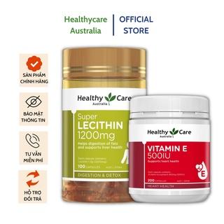 Combo Mầm đậu nành Úc Super Lecithin 1200mg & Viên uống Vitamin E Healthy Care 500IU thực phẩm chức năng đẹp da