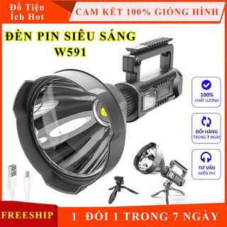 Đèn pin cầm tay siêu sáng chiếu xa 1000m chống thấm nước có chân đế, đèn pin tuần tra W591