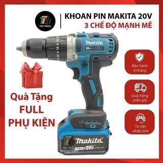 Máy khoan pin Makita, Máy khoan pin không chổi than, Pin 20v 10 cell, Đầu khoan 13mm