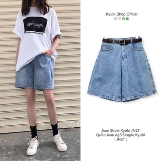 Quần sọt jean ngố lửng nữ Simple Kyubi Ulzzang form rộng (Có Bigsize, Size đại) - Quần Short Jean Kyubi JN21