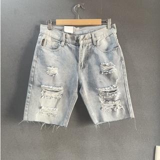 Quần Short Jean Nam màu xanh rách thời trang Muradfashion, Quần bò ngố nam không co giãn NT358