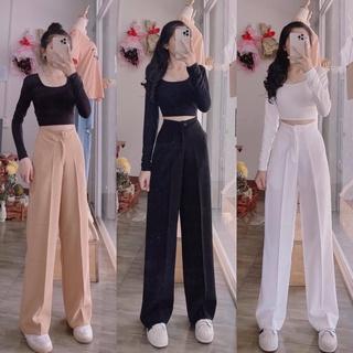 quần culottes ống rộng lưng cao