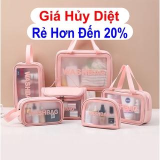 [Giá Siêu Rẻ] Túi Đựng Mỹ Phẩm WASHBAG Chống Nước Da Pu Nhựa PVC Trong Suốt