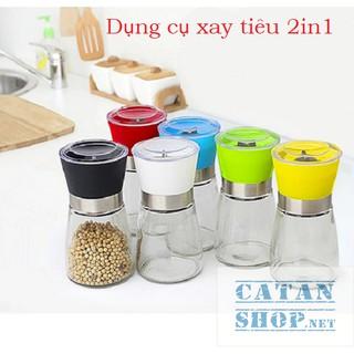 ❤️HÀNG HOT❤️ DỤNG CỤ XAY TIÊU CẦM TAY 2IN1, LỌ THỦY TINH Lọ xay tiêu cầm tay nhỏ gọn tiện dụng. GD307-XayTieu-nho