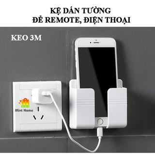 Kệ dán tường để remote, đựng điều khiển đồ dùng đa năng/ giá đỡ sạc điện thoại có lỗ luồn dây điện treo tường