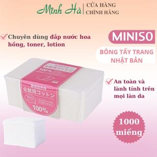 Bông tẩy trang Miniso Nhật Bản 1000 miếng chuyên dùng đắp nước hoa hồng, toner, lotion