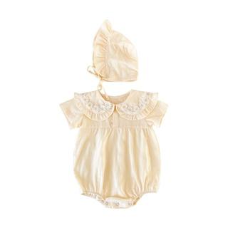 Sanlutoz Bộ Áo Liền Quần Mùa Hè Tay Ngắn Bằng Vải Cotton In Hoa Dễ Thương Kèm Nón Cho Bé Gái