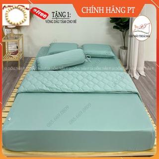 Bộ ga chống thấm cho bé chính hãng PT kèm 2 vỏ gối, chất liệu cotton cao cấp, chống thấm nước tuyệt đối (Mẫu trơn)