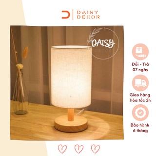 Đèn ngủ để bàn trang trí phòng ngủ  Daisy Decor thân gỗ cắm điện phong cách vintage có tăng giảm ánh sáng