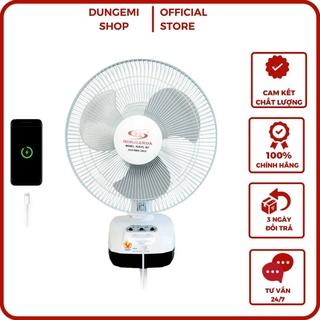 Quạt sạc tích điện để bàn cao cấp AC&DC 12inch Honjianda 301 2 bình đa năng đèn LED tích hợp cổng USB sạc điện thoại