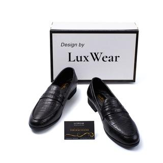 [Mã BMINC50 giảm 50K đơn 99K] Giày lười nam da bò cao cấp đế khâu LuxWear Penny Loafers màu đen bảo hành 12 tháng GD02