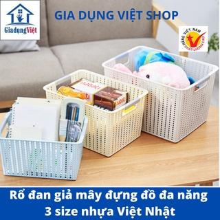 Rổ đan giả mây đựng đồ đa năng 3 size nhựa Việt Nhật, Giỏ đan đựng quần áo, dụng cụ nhà bếp thiết kế hiện đại (MS 3415)