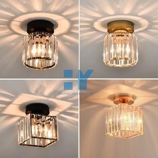 Đèn ốp trần pha lê họa tiết vuông tròn trang trí phòng khách phòng ngủ hành lang bao gồm bóng led