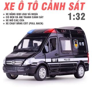 MÔ HÌNH XE CẢNH SÁT BẰNG SẮT MỞ ĐƯỢC CỬA CÓ ÂM THANH VÀ ĐÈN