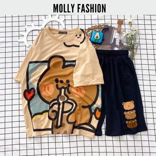 Set đồ bộ hoạt hình ❤️ Bộ mặc nhà GẤU TRÀ SỮA NHIỀU MẪU Freesize nam nữ Molly Fashion