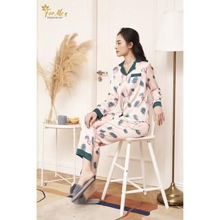 Bộ đồ ngủ, mặc nhà chất Lụa Giấy Luxury DÀI TAY HẠC LÁ 04 ,forme pijama