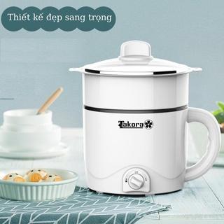 Nồi điện đa năng mini chống dính 2 tầng 2 nấc nhiệt TAKORA và SZHCN ăn lẩu, nấu mì chiên xào luộc hấp nhỏ ngọn tiện dụng