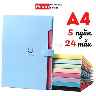 Túi đựng tài liệu nhiều ngăn A4 Pison kẹp tài liệu giấy A4, file đựng tài liệu 5 ngăn bìa hồ sơ nhựa cứng văn phòng phẩm