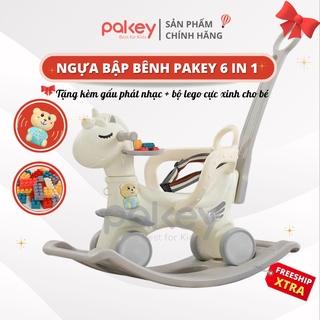 Ngựa bập bênh cho bé Pakey 6in1 đa chức năng, đồ chơi cao cấp sẵn 3 màu