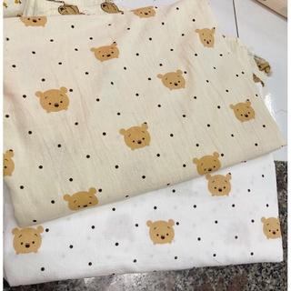 vải thô đũi cara gấu pooh 100% cotton mềm mát thấm hút mồ hôi