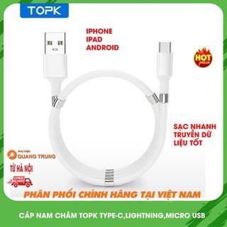 Dây cáp sạc Topk AN07 đầu nam châm truyền dữ liệu sạc nhanh có thể thu vào chống rối,dành cho iphone,android