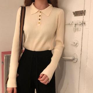 Áo sweater IELGY dệt kim mỏng co giãn dài tay gài nút phong cách Hàn Quốc thời trang cho nữ