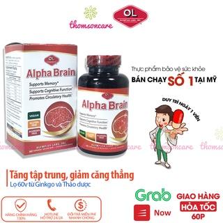 Bổ não, tăng cường trí nhớ, tập trung Alpha Brain từ Olympian Labs Mỹ Hộp 60 viên từ Ginkgo biloba 120mg