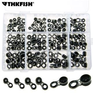 THKFISH 120 chiếc Cần câu cá Hướng dẫn sửa chữa bộ dụng cụ gốm sứ Ring 3.0mm-8.5mm Kính thiên văn Lướt sóng đúc Kính viễn vọng Hướng dẫn cần câu Cá Hướng dẫn Đầu Cần câu thay thế bộ phụ kiện câu cá câu cá tackle