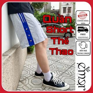 Quần Short Nam Nữ Thể Thao Ống Rộng Cạp Cao 3 Sọc Unisex E'mer, Quần Đùi Nam Nữ Mặc Nhà Đi Biển Cao Cấp Chất Thun Nỉ Đẹp