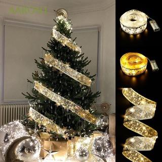 Dây đèn ruy băng nơ ren hai lớp 50 LED nhiều màu sắc tùy chọn trang trí cây thông noel dịp Giáng Sinh năm mới 5m