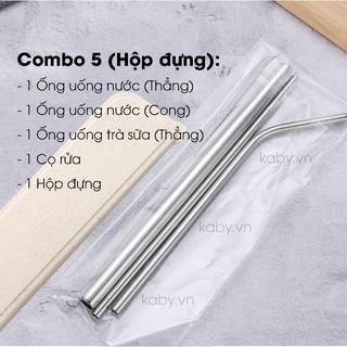 Ống Hút Inox 304 Kèm Cọ Rửa (Ngắn, Dài, Ống Lẻ, Ống Hút Trân Châu To, Túi Vải, Hộp Đựng)