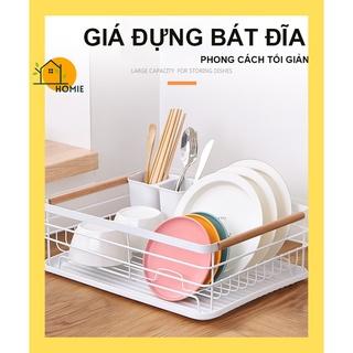 [Mã LIFE121210K giảm 10% đơn 50K] Giá Đựng Bát Đĩa Có Khay Hứng Nước Kèm Ống Đũa, Kệ Để Bát Đĩa