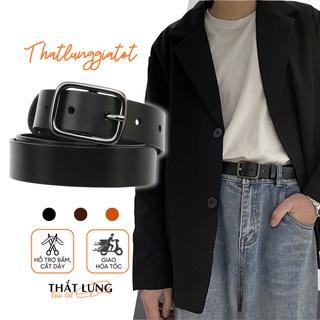 Thắt lưng da nam nữ Ulzzang mặt đen thời trang Hàn Quốc bản 2.8cm TLD012 (Hỗ trợ bấm, cắt dây nịt) - Thắt Lưng Giá Tốt