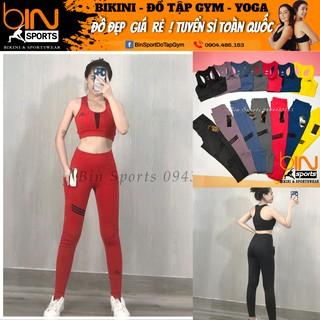 Bộ tập thể thao gym yoga nữ áo bra quần dài kèm mút cao cấp Bin Sports BD077