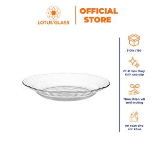 Bộ 6 đĩa thủy tinh LOTUS GLASS VTC27x trong suốt cao cấp, an toàn, dùng để đựng đồ ăn, hoa quả, trái cây