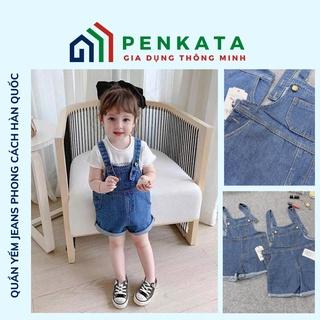 Quần yếm jeans, yếm bò, váy cho bé gái, đầm yếm bò 2 dây phong cách Hàn Quốc cho bé gái PENKATA 210402.018