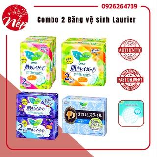 Combo 2 Băng vệ sinh Laurier ngày có cánh, đêm có cánh, ngày không cánh, hàng ngày