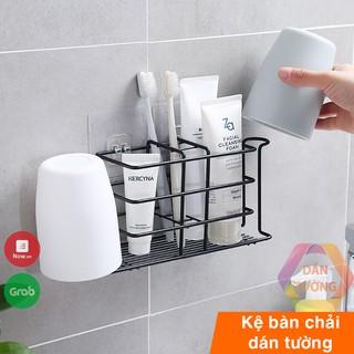 Kệ kem đánh răng, giá kệ để treo bàn chải đánh răng kim loại dán tường nhà tắm cao cấp - K125