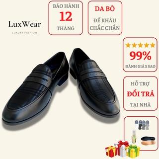 [Mã BMINC50 giảm 50K đơn 99K] Giày lười nam da bò cao cấp đế khâu LuxWear Penny Loafers màu đen bảo hành 12 tháng GD03