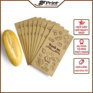 Combo 500 Túi Đựng Bánh Mì In Sẵn, Kích Thước 13x25cm - Giấy Kraft Nhật Cao Cấp Không Mùi, An Toàn Thực Phẩm