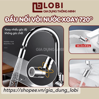 Đầu nối vòi nước phi 24/22mm Đầu vòi rửa bát xoay 720 độ thông minh gắn chậu lavabo bồn rửa mặt bồn rửa bát