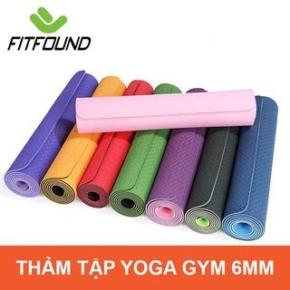 ( Thanh Lí ) Thảm Tập Yoga Gym Pilates Thể Dục  TPE Lỗi In Kẻ Định Tuyến Chống Trơn Trượt Tặng Kèm Dây Cột Thảm