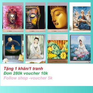 Tranh sơn dầu số hóa rẻ,đẹp-tranh tô màu theo số- tranh Phật đẹp, Tặng khăn,có khung 40x50-Moon shop-E