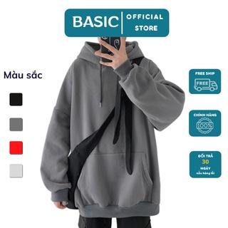 Áo khoác Hoodie Nam, Nữ Hoodie Basic Unisex Nỉ From Rộng Màu Xám - Basic Boutique HDT900