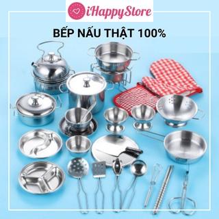 [Hàng Đẹp] Bộ Đồ Chơi Nấu Ăn THẬT Inox Mini Cho Bé Gái, Bé Trai 30 Chi Tiết - iHappyStore