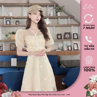 Đầm dự tiệc nữ Lita - Đầm thiết kế dáng xòe xếp từng 2 lớp thêu hoa ren sang trọng SKU : VCS18