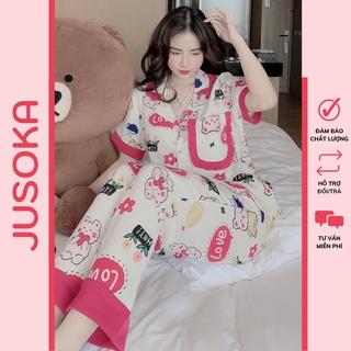 Đồ bộ nữ pijama lụa ngủ mặc nhà tiểu thư tay ngắn quần dài chất liệu mango cao cấp JUSOKA